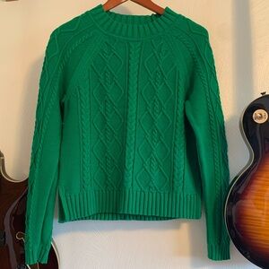 GAP Green Cable Knit Crewneck Sweater